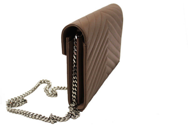 NEW Yves Saint Laurent Fard Cassandre Matelasse Grain De Poudre Chain Wallet Crossbody Bag