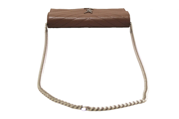 NEW Yves Saint Laurent Fard Cassandre Matelasse Grain De Poudre Chain Wallet Crossbody Bag