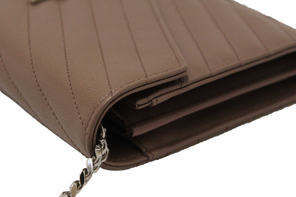 NEW Yves Saint Laurent Fard Cassandre Matelasse Grain De Poudre Chain Wallet Crossbody Bag