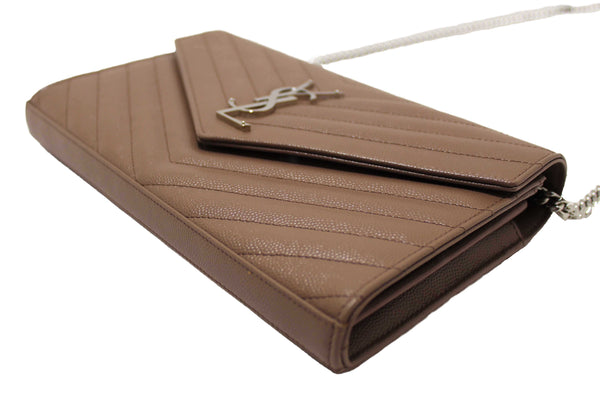 NEW Yves Saint Laurent Fard Cassandre Matelasse Grain De Poudre Chain Wallet Crossbody Bag