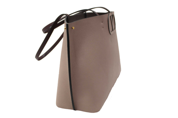 Valentino Garavani Neutral Calfskin Leather Vlogo Fillme MediumTote