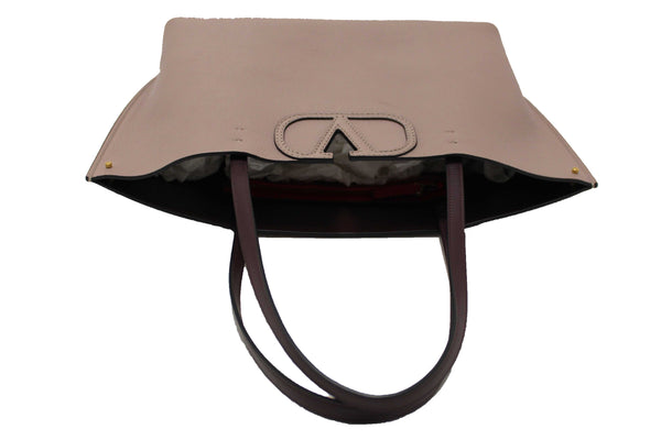Valentino Garavani Neutral Calfskin Leather Vlogo Fillme MediumTote