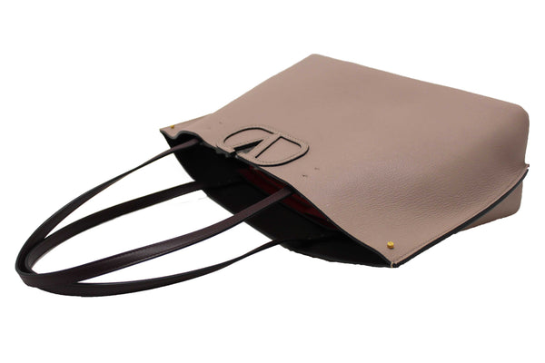 Valentino Garavani Neutral Calfskin Leather Vlogo Fillme MediumTote