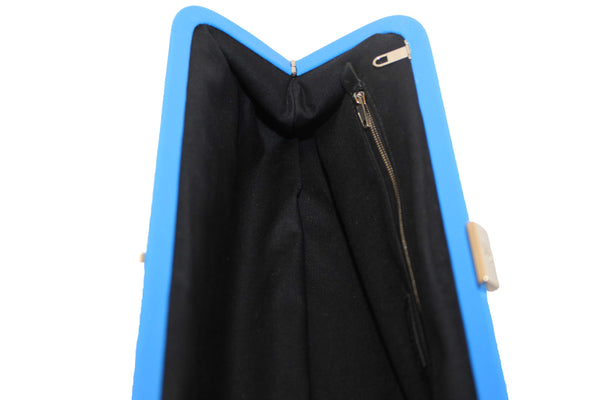NEW Balenciaga Blue Grained Calfskin Leather XL Cloud Clutch with Strap