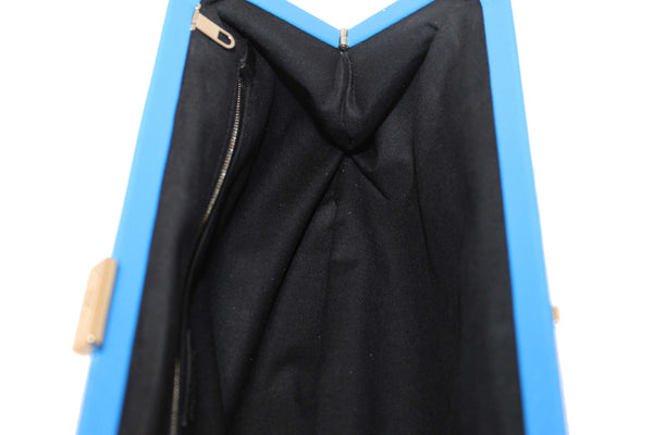 NEW Balenciaga Blue Grained Calfskin Leather XL Cloud Clutch with Strap