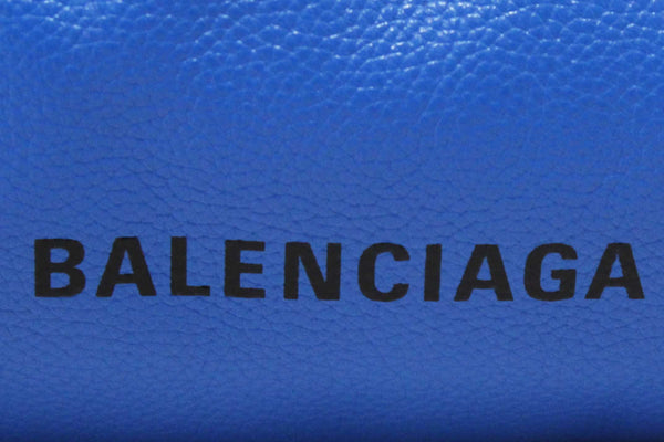 NEW Balenciaga Blue Grained Calfskin Leather XL Cloud Clutch with Strap