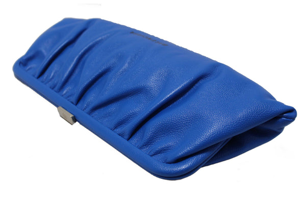 NEW Balenciaga Blue Grained Calfskin Leather XL Cloud Clutch with Strap
