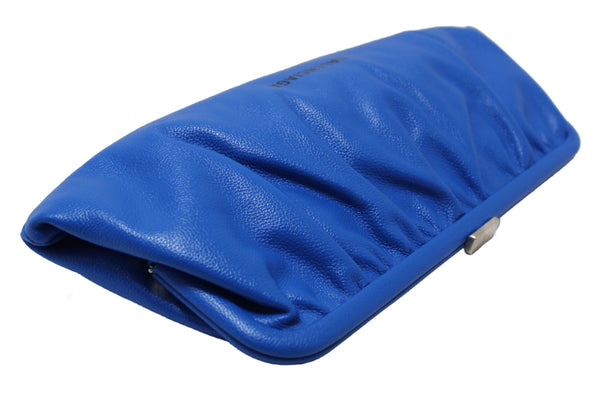 NEW Balenciaga Blue Grained Calfskin Leather XL Cloud Clutch with Strap