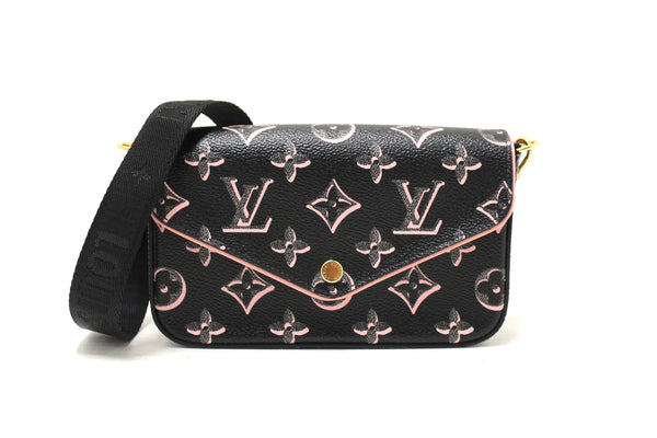 Louis Vuitton Black and Pink Felicie Strap and Go Pochette Bag