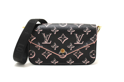 Louis Vuitton Black and Pink Felicie Strap and Go Pochette Bag