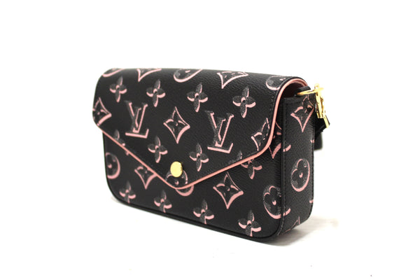 Louis Vuitton Black and Pink Felicie Strap and Go Pochette Bag