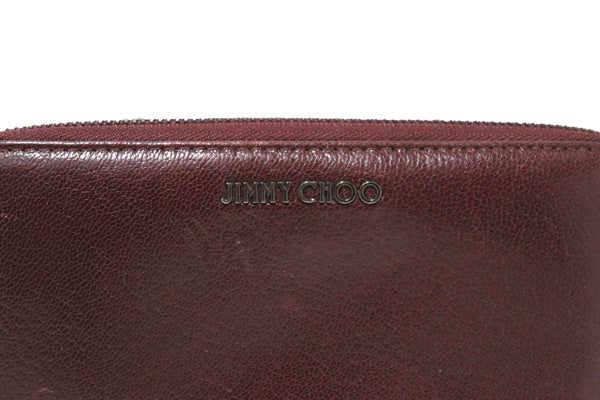 Authentic Jimmy Choo Burgundy Leather Zip Around Wallet