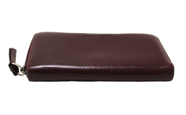 Jimmy Choo Burgundy Leather Zip Around Wallet