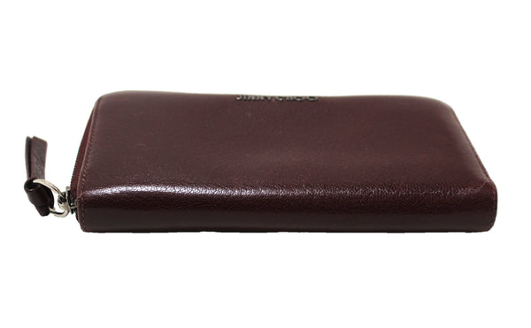 Authentic Jimmy Choo Burgundy Leather Zip Around Wallet