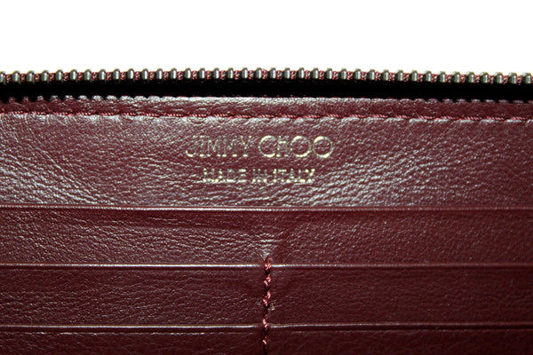 Jimmy Choo Burgundy Leather Zippy Wallet
