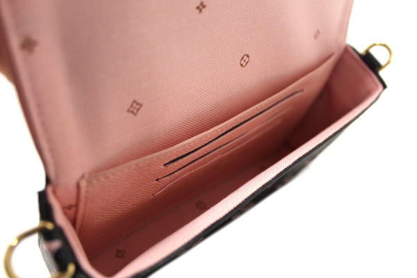 Louis Vuitton Black and Pink Felicie Strap and Go Pochette Bag