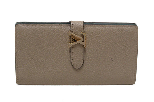 Louis Vuitton Galet Grey Grained Taurillon Leather LV Vertical Wallet
