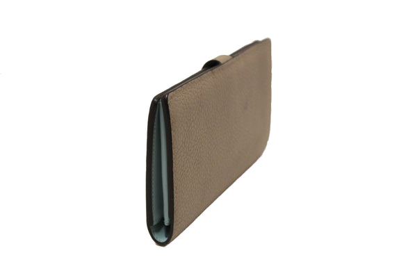Louis Vuitton Galet Grey Grained Taurillon Leather LV Vertical Wallet