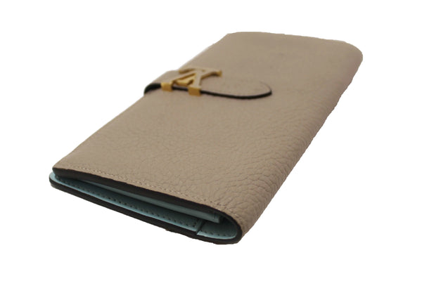 Louis Vuitton Galet Grey Grained Taurillon Leather LV Vertical Wallet
