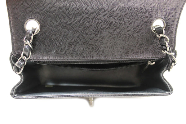 Chanel Black Iridescent Caviar Chevron Quilted Mini Rectangular Flap Bag