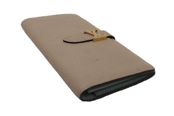 Louis Vuitton Galet Grey Grained Taurillon Leather LV Vertical Wallet
