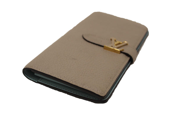 Louis Vuitton Galet Grey Grained Taurillon Leather LV Vertical Wallet