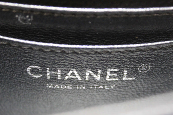 Chanel Black Iridescent Caviar Chevron Quilted Mini Rectangular Flap Bag