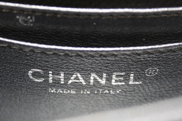 Chanel Black Iridescent Caviar Chevron Quilted Mini Rectangular Flap Bag