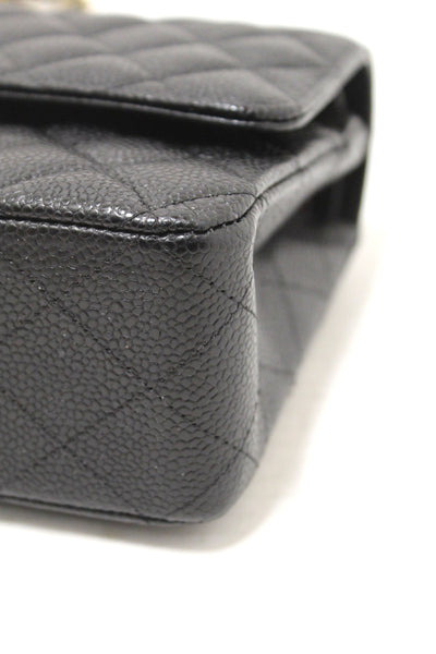 Chanel Classic Black Quilted Caviar Leather Classic Medium Double Flap Bag