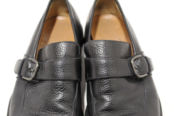 Salvatore Ferragamo Men's Black Caspian Soft Leather Buckle Loafer Dress Shoes Size 7.5