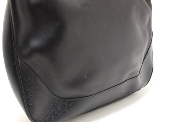 Gucci Black Leather Large Bamboo Handle Shoulder Bag