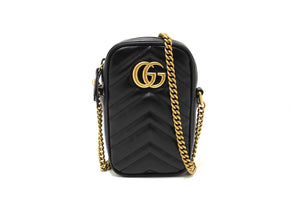 Gucci Black Leather Marmont Matelasse Super Mini Ch | Italystation.com - Now at italystation.com