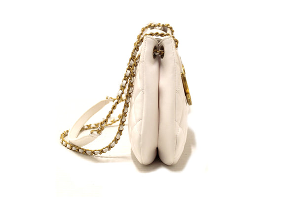 Chanel White Quilted Lambskin Leather Medium Hobo Bag AS4610