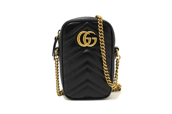 Gucci Black Leather Marmont Matelasse Super Mini Ch | Italystation.com - Now at italystation.com