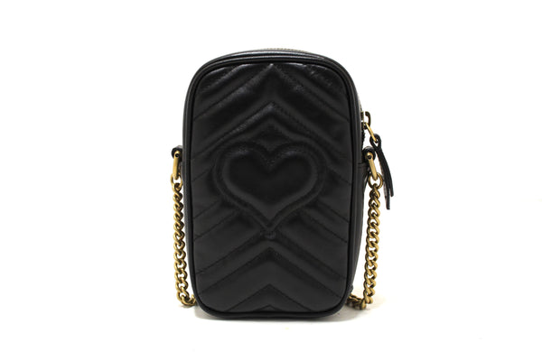 Gucci Black Leather Marmont Matelasse Super Mini Ch | Italystation.com - Now at italystation.com