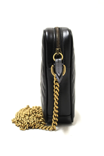 Gucci Black Leather Marmont Matelasse Super Mini Ch | Italystation.com - Now at italystation.com