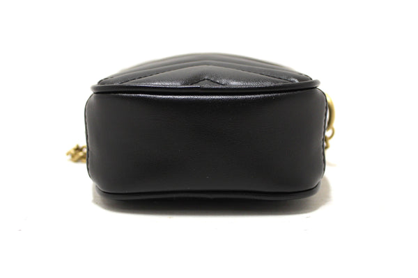 Gucci Black Leather Marmont Matelasse Super Mini Ch | Italystation.com - Now at italystation.com