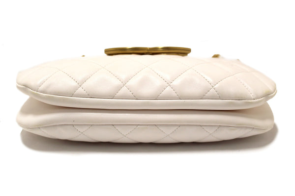 Chanel White Quilted Lambskin Leather Medium Hobo Bag AS4610