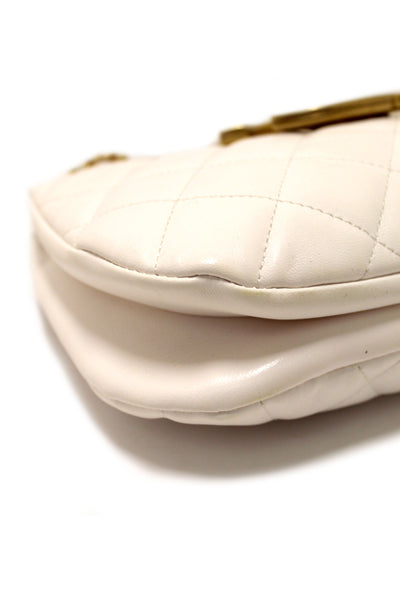 Chanel White Quilted Lambskin Leather Medium Hobo Bag AS4610