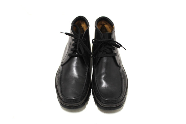 Salvatore Ferragamo Men's Black Leather Lace up Ankle Boots Size 9