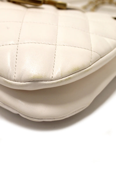 Chanel White Quilted Lambskin Leather Medium Hobo Bag AS4610