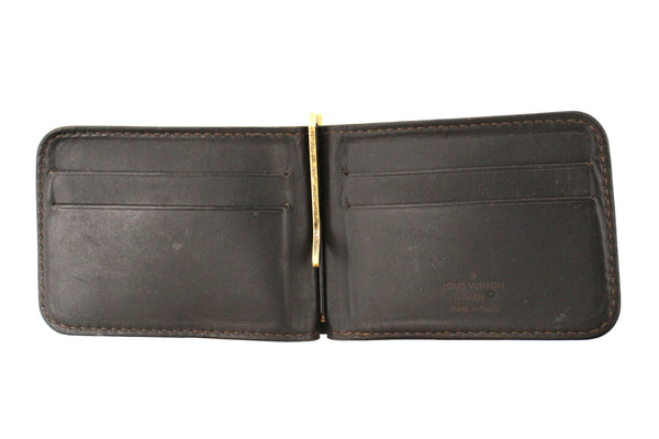 louis vuitton vintage brown leather money clip wallet billfold | Shop Now at Italystation.com