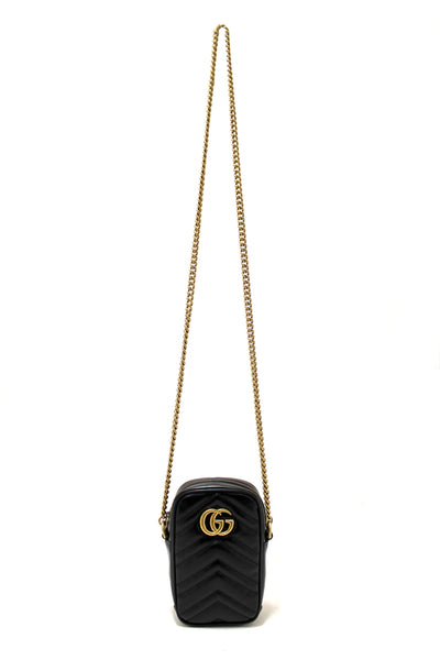 Gucci Black Leather Marmont Matelasse Super Mini Ch | Italystation.com - Now at italystation.com