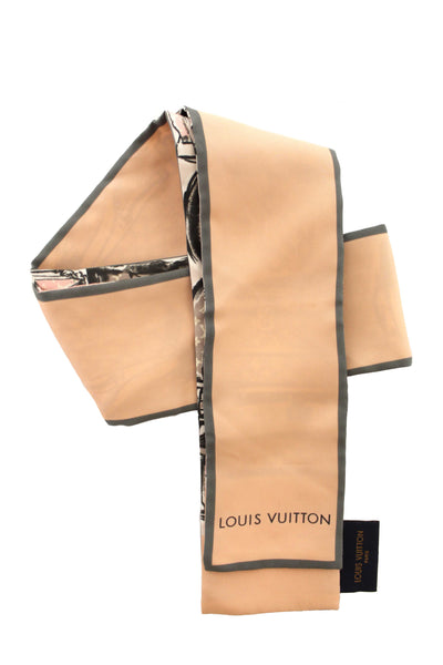 Louis Vuitton Pink Silk Monogram Trunks Rose Poudre Twilly Bandeau Scarf