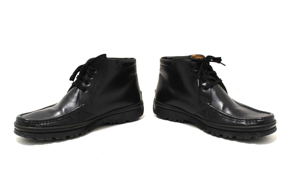 Salvatore Ferragamo Men's Black Leather Lace up Ankle Boots Size 9