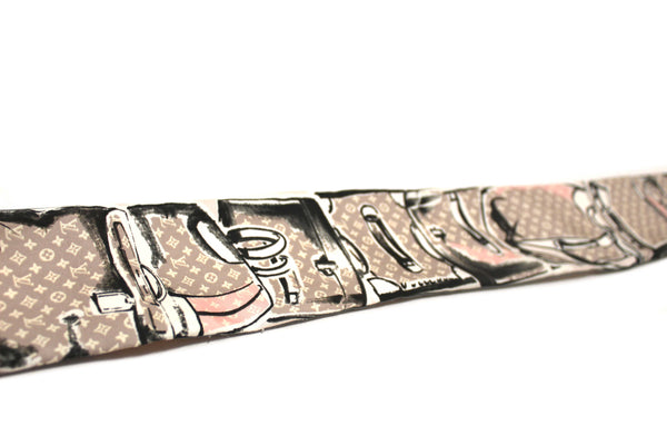 Louis Vuitton Pink Silk Monogram Trunks Rose Poudre Twilly Bandeau Scarf
