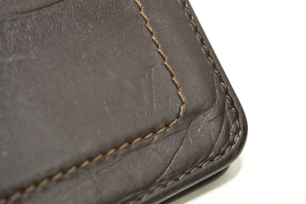 louis vuitton vintage brown leather money clip wallet billfold | Shop Now at Italystation.com