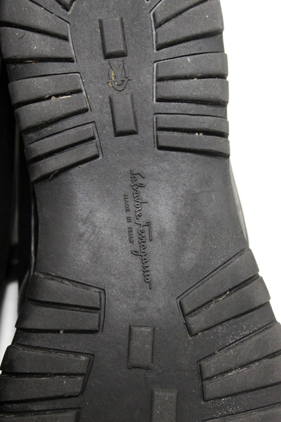 Salvatore Ferragamo Men's Black Leather Lace up Ankle Boots Size 9
