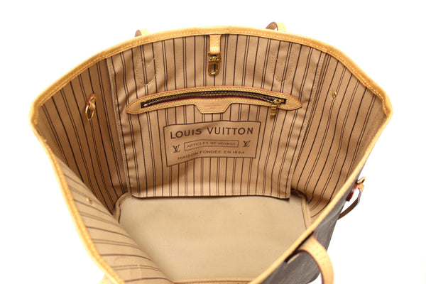 Louis Vuitton Classic Monogram Neverfull MM Tote Shoulder Bag