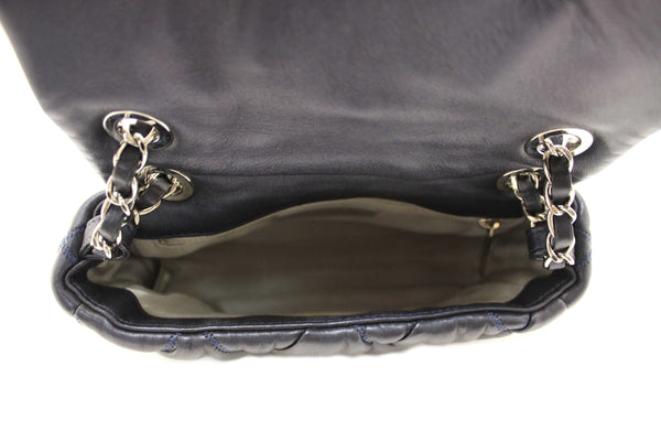 Chanel Navy Blue Iridescent Lambskin Small Quilt Bubble Flap Crossbody Bag